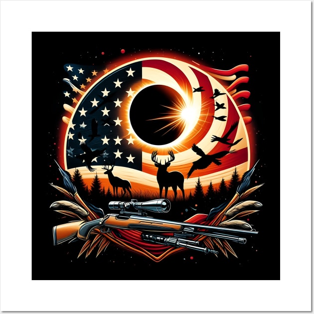 Solar Eclipse 2024 Design Hunting and the American Flag Wall Art by click2print